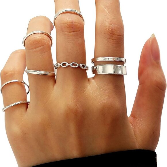 Gold Knuckle Rings Set for Women Snake Chain Stacking Ring Vintage BOHO Midi Rin - Picture 2 of 8